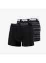 Boxerky Puma 2 Pack Heritage Stripe Boxers Black