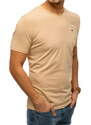 DStreet Béžové pánské tričko bez potisku RX4465