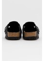 Kožené pantofle Birkenstock Boston SFB dámské, černá barva
