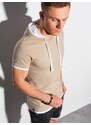 Ombre Clothing Pánské tričko s kapucí - béžová S1376
