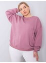 Fashionhunters Pudrově růžová mikina plus size bez kapuce