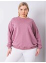 Fashionhunters Pudrově růžová mikina plus size bez kapuce