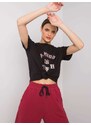 Fashionhunters Černé dámské tričko s nápisem