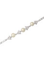 Stříbrný náramek s říčními perlami a trojúhelníčky se zirkony - Meucci TAB008