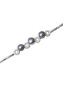 Stříbrný náramek s říčními perlami a kolečky se zirkony - Meucci TAB010