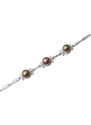 Stříbrný náramek s říčními perlami a zirkony - Meucci TAB011