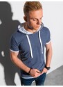 Ombre Clothing Pánské tričko s kapucí - nebesky modrá šedá S1376