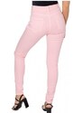 Skinny jeans s trháním ve sv. růžové barvě