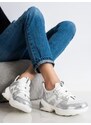 Shelvt WHITE AND SILVER SNEAKERS