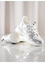 Shelvt WHITE AND SILVER SNEAKERS