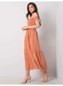Fashionhunters Oranžové šaty s volánem od Pallavi RUE PARIS