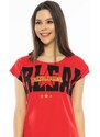 Vienetta Dámská noční košile s krátkým rukávem Cheerleading - červená