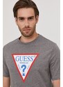 Tričko Guess pánské, šedá barva, s potiskem