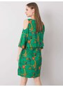 Fashionhunters RUE PARIS Zelené vzorované šaty