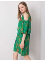 Fashionhunters RUE PARIS Zelené vzorované šaty