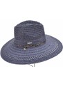 Dámský modrý letní Fedora klobouk se šňůrkou pod bradu - Seeberger