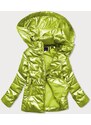 6&8 Fashion Lesklá prošívaná dámská bunda v limetkové barvě (2021-04)