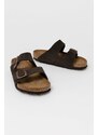 Semišové pantofle Birkenstock dámské, hnědá barva