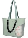 David Jones SET zelená kabelka shopper CLADIE DOTTED 5740