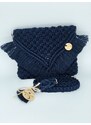 BRIMOON Kabelka crossbody macramé modrá