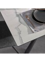 Bílý skleněný rozkládací jídelní stůl Kave Home Theone s mramorovým dekorem 160-210 x 90 cm