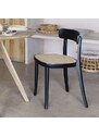 Černá jasanová jídelní židle Kave Home Romane s ratanovým výpletem