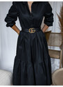 Erikafashion Černé košilové šaty ANITE s dlouhým rukávem