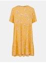 Žluté květované volné šaty Pieces Trina - Dámské