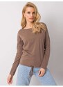 BASIC Hnědé dámské tričko s dlouhými rukávy -brown Hnědá