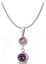 Jewellis ČR Jewellis ocelový náhrdelník Duo Chaton s krystaly Swarovski - Light Amethyst/Amethyst