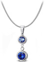 Jewellis ČR Jewellis ocelový náhrdelník Duo Chaton s krystaly Swarovski - Sapphire/Majestic Blue