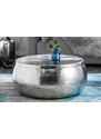 Moebel Living Stříbrný kovový konferenční stolek Cuvre 70cm