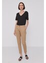 Kalhoty G-Star Raw dámské, béžová barva, střih chinos, medium waist