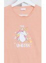 Vienetta Secret Dětská noční košile s krátkým rukávem Jednorožec - světle lososová