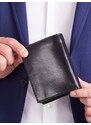 Fashionhunters Černá vertikální kožená peněženka pro muže