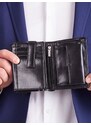 Fashionhunters Černá vertikální kožená peněženka pro muže
