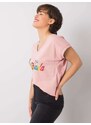 Fashionhunters Zaprášené růžové tričko s potiskem Hollis