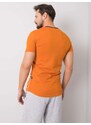 Fashionhunters Oranžové pánské bavlněné tričko