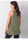 Fashionhunters Khaki dámský top s potiskem