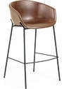 Hnědá koženková barová židle Kave Home Yvette 74 cm