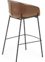 Hnědá koženková barová židle Kave Home Yvette 74 cm