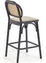 Černá dubová barová židle Kave Home Doriane s ratanovým opěradlem 65 cm