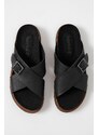 Kožené pantofle Timberland pánské, černá barva
