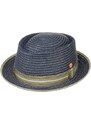 Modrý porkpie klobouk od Mayser Andy - zelená stuha