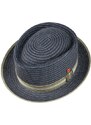 Modrý porkpie klobouk od Mayser Andy - zelená stuha