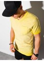 Ombre Clothing Pánské tričko bez potisku - žíhaná žlutá S1388