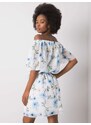 BASIC Bílé dámské šaty s modrými květy -white Květinový vzor