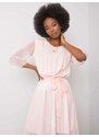 BASIC Pudrové dámské vzorované šaty -pink Pudrová