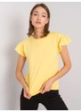 RUE PARIS Světle žluté dámské tričko s volány -yellow Žlutá