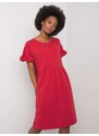RUE PARIS Červené dámské volné šaty -bordo Vínová